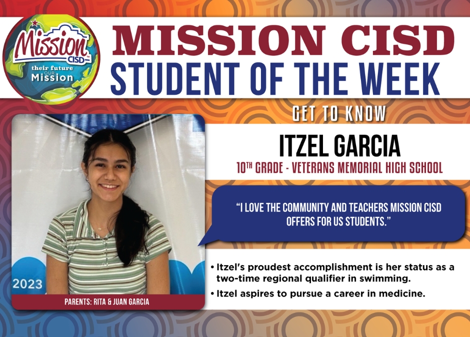 Meet our High School Student of the Week! ⭐️ Itzel Garcia, 10th Grade from Veterans Memorial High School