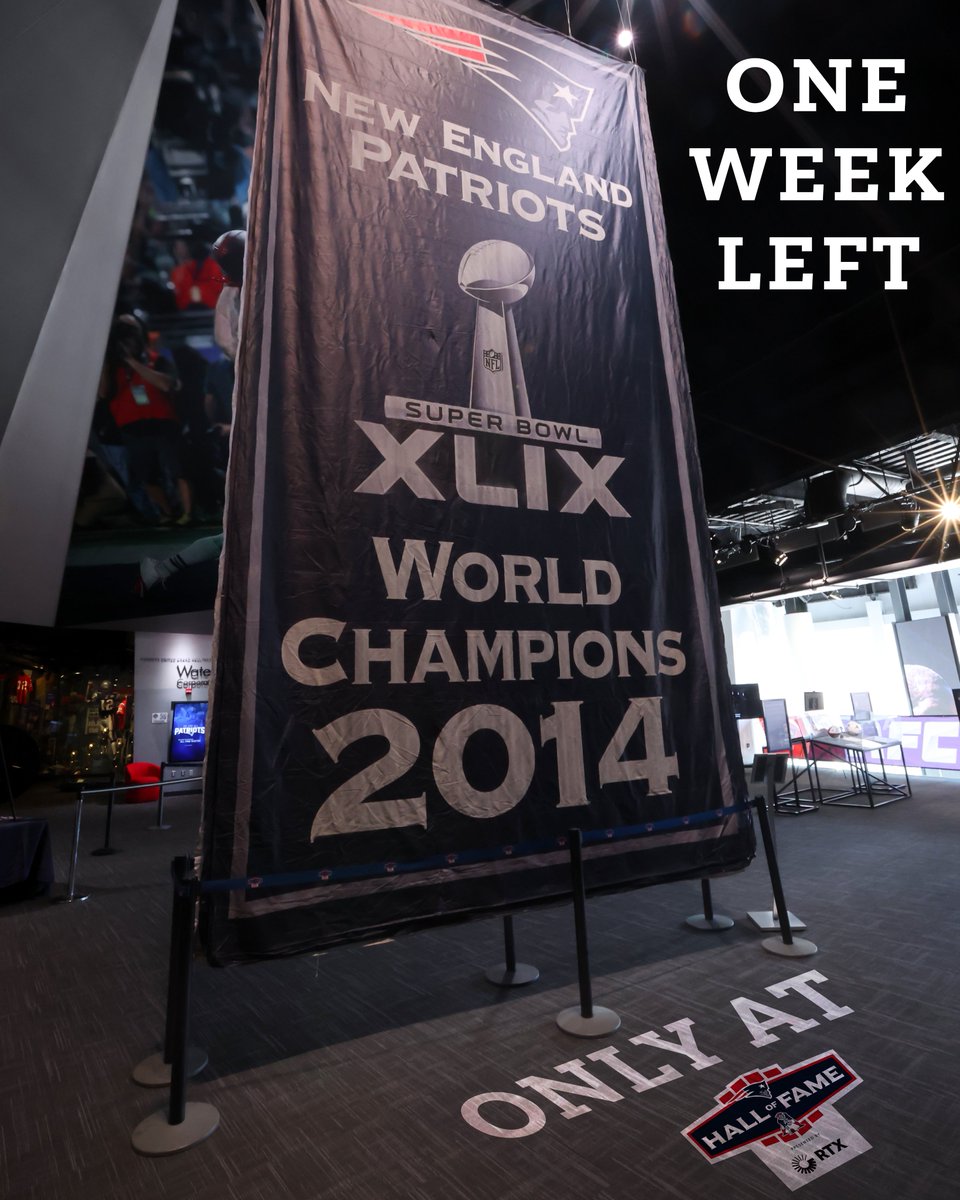 There's only 1 week left to experience the @patriots #SuperBowl banners up close. Relive your favorite #memories, and make some new ones along the way!
.
.
.
#patriots #nfl #newengland #lastchance #superbowlbanners #patriotshalloffame #photoop #oneofakind #sportshistory