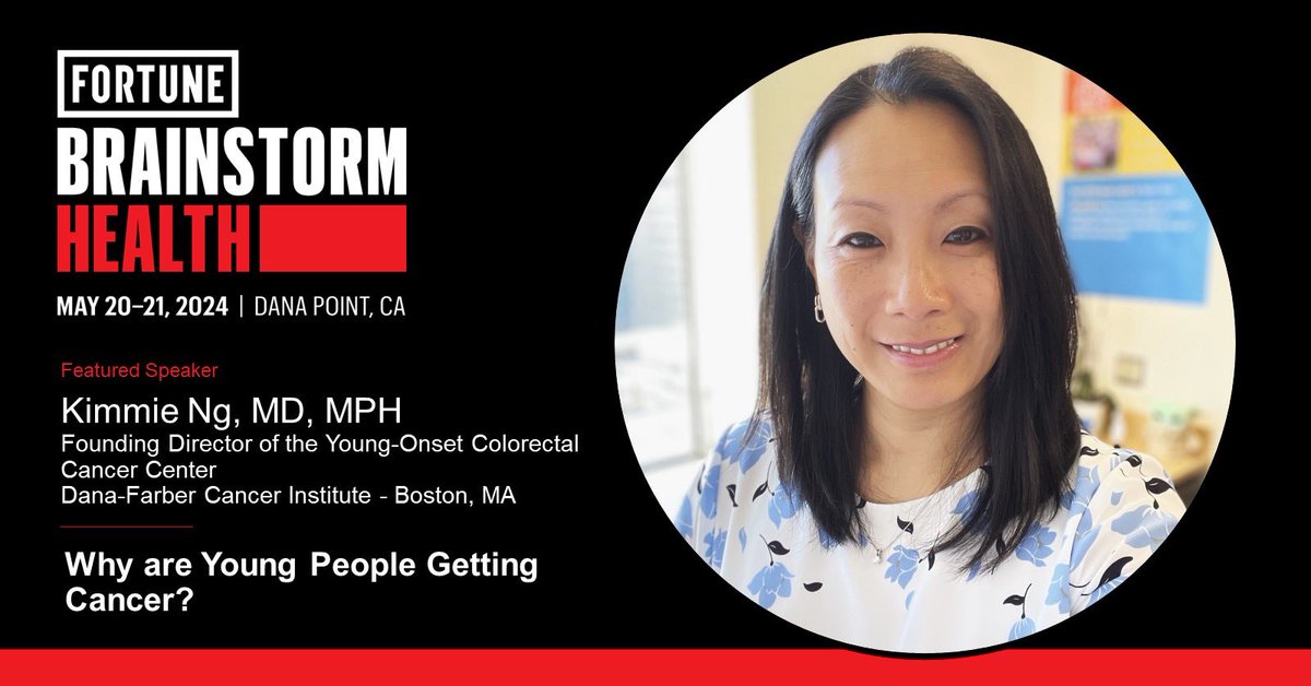 Dana-Farber's Young-Onset Colorectal Cancer Center (@dfarberyoungcrc) on Twitter photo Our director of the YOCCC, <a href="/KimmieNgMD/">Kimmie Ng, MD, MPH</a>, will be participating in a discussion panel on “Why are Young People Getting Cancer?” tomorrow, May 21st, with <a href="/bstormhealth/">Fortune Brainstorm Health</a> <a href="/FortuneMagazine/">FORTUNE</a>. #Fortune #YoungOnset #Cancer Our director of the YOCCC, <a href="/KimmieNgMD/">Kimmie Ng, MD, MPH</a>, will be participating in a discussion panel on “Why are Young People Getting Cancer?” tomorrow, May 21st, with <a href="/bstormhealth/">Fortune Brainstorm Health</a> <a href="/FortuneMagazine/">FORTUNE</a>. #Fortune #YoungOnset #Cancer