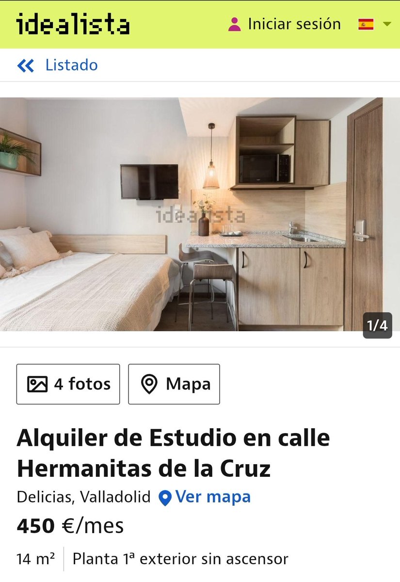 yustin's tweet photo. Estudio de 14 metros en las Delicias, #Valladolid 

450 euros más 90 euros de suministros al mes (sin calefacción)

14 metros 

14 METROS 

AY

👉 https://t.co/zqS4iXk57v https://t.co/lYdUWm8CJg