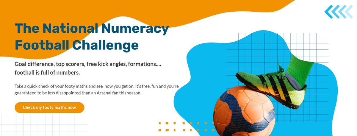 ⚽️The football season's over😭but here comes #EURO2024😀

⚽️Goal difference, top scorers, free kick angles…it’s all #maths.

⚽️Brush up on your footy maths in just 10 minutes with our free, fun #Football Challenge.

Try it now🔗 bit.ly/3ywk1bC

#NationalNumeracyDay