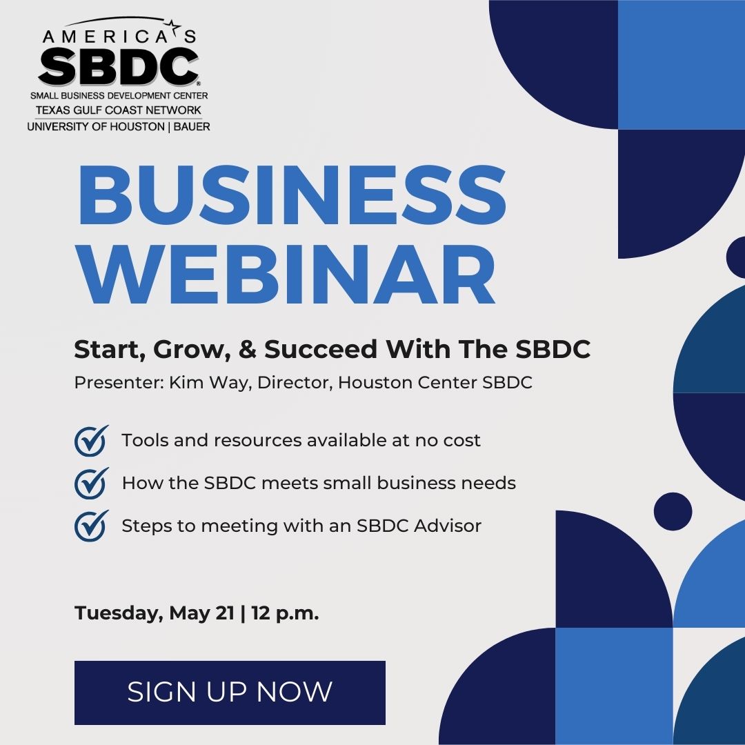 Ready to take your business to the next level? 📈 Join our upcoming FREE webinar to learn more about the many no-cost services and resources the SBDC offers entrepreneurs and small businesses. Register for a spot today: ow.ly/v2uN50RlEqA. #smallbusiness #startups #sbdc