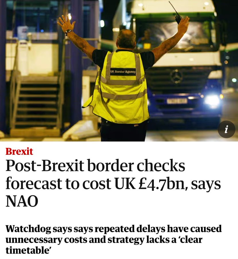 £4.7bn wasted on Brexit border checks. That is enough to get rid of the 2 child benefit cap 9 times over, pay Junior Doctors everything they want 4 times, provide free school meals for all 5 times. Or to do all 3 and have £2bn left to spend. All for absolutely nothing.