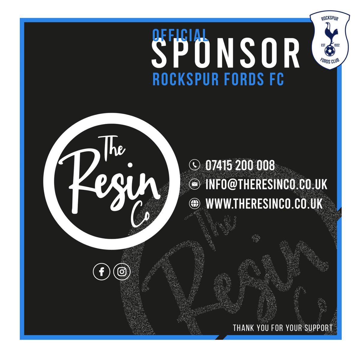 🩵 Club Sponsor 🩵

Our thanks go to The Resin Co Ltd for their support over the past few seasons

They have been extremely generous since coming on board as a club sponsor, kindly donating a minibus for club use as well as sponsoring our warm up smock tops this season