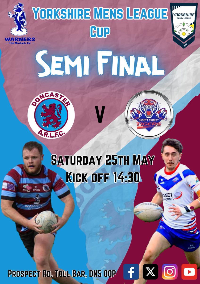 It's Cup Semi final week!

This Saturday our 1st team will contest the YML Cup semi final at Prospect Rd. We need your help to be the extra man and help cheer the lads on to victory. 💙💜🏉

#Raisingthebar