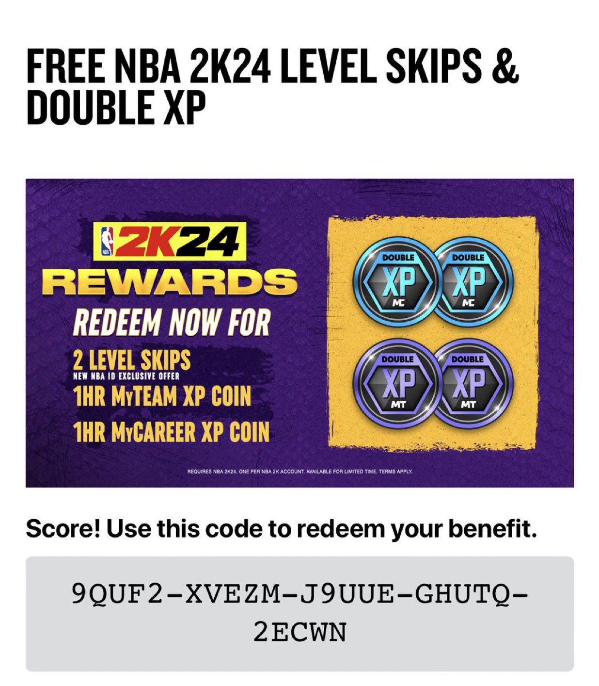 NBA 2K25 Community on X: “Locker code for 2 level skips. Only 