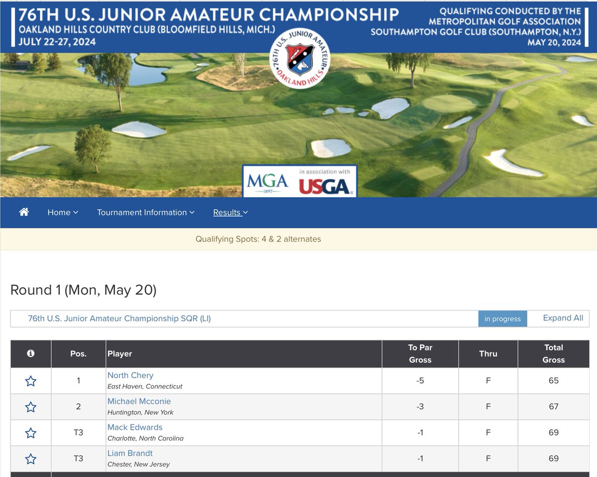 Congratulations to Siena's Michael McConie who qualifies for the USGA Junior Championship at Oakland Hills CC!