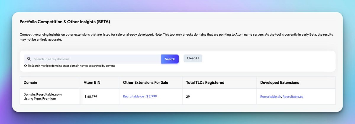 Buyers often check to see if their desired domain is listed for sale in alternate extensions. Now, we’ve made it easy for sellers to check this across their entire portfolio. With just a click, find out: 📋 Which extensions are listed for sale anywhere 🌐 Which ones are