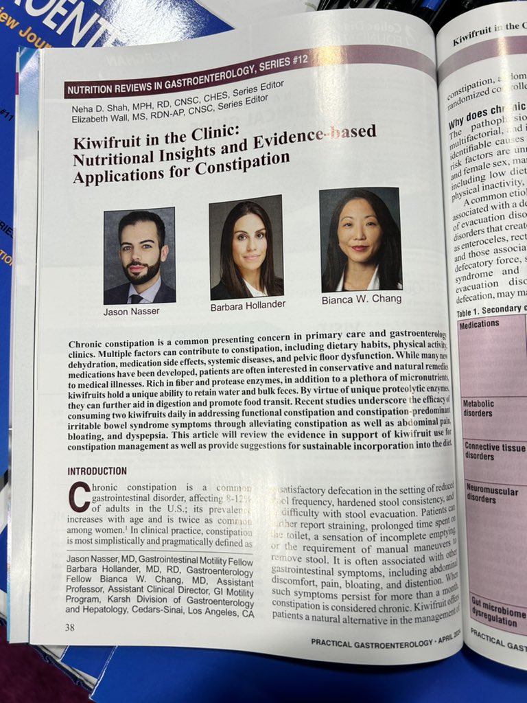 Stop by the Practical Gastroenterology booth (#228) at #DDW2024 to get your latest copy! The article “Kiwifruit in the Clinic: Nutritional Insights and Evidence-based Applications for Constipation” by <a href="/JasonNasserMD/">Jason Nasser</a> #barbarahollander <a href="/BiancaWChangMD/">Bianca Chang</a> is now published!