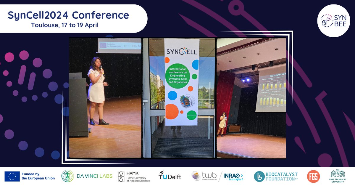 TU Delft, a proud partner of the SYNBEE project, represented by Sindhu Naik, showcased SYNBEE initiatives at SynCell2024 inToulouse.

Over 150 researchers from 20+ countries gathered to share insights &amp; drive progress in #synthetic #biology.🧬

Learn more: lnkd.in/dKFkUJGY