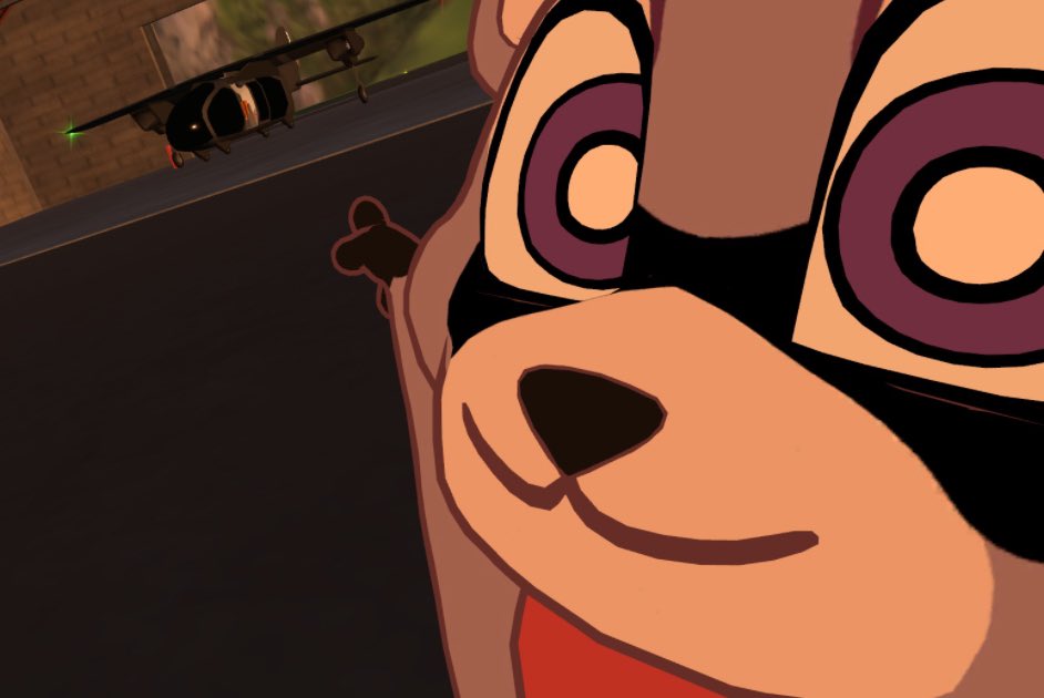 DJ_plays1's tweet photo. RAMBLEY NO YOU CAN'T FLY A PLANE! YOU'RE A SILLY LITTLE RACCOON!
#IndigoPark #rambley #vrchat #pilottest https://t.co/PEn9nJyuPK