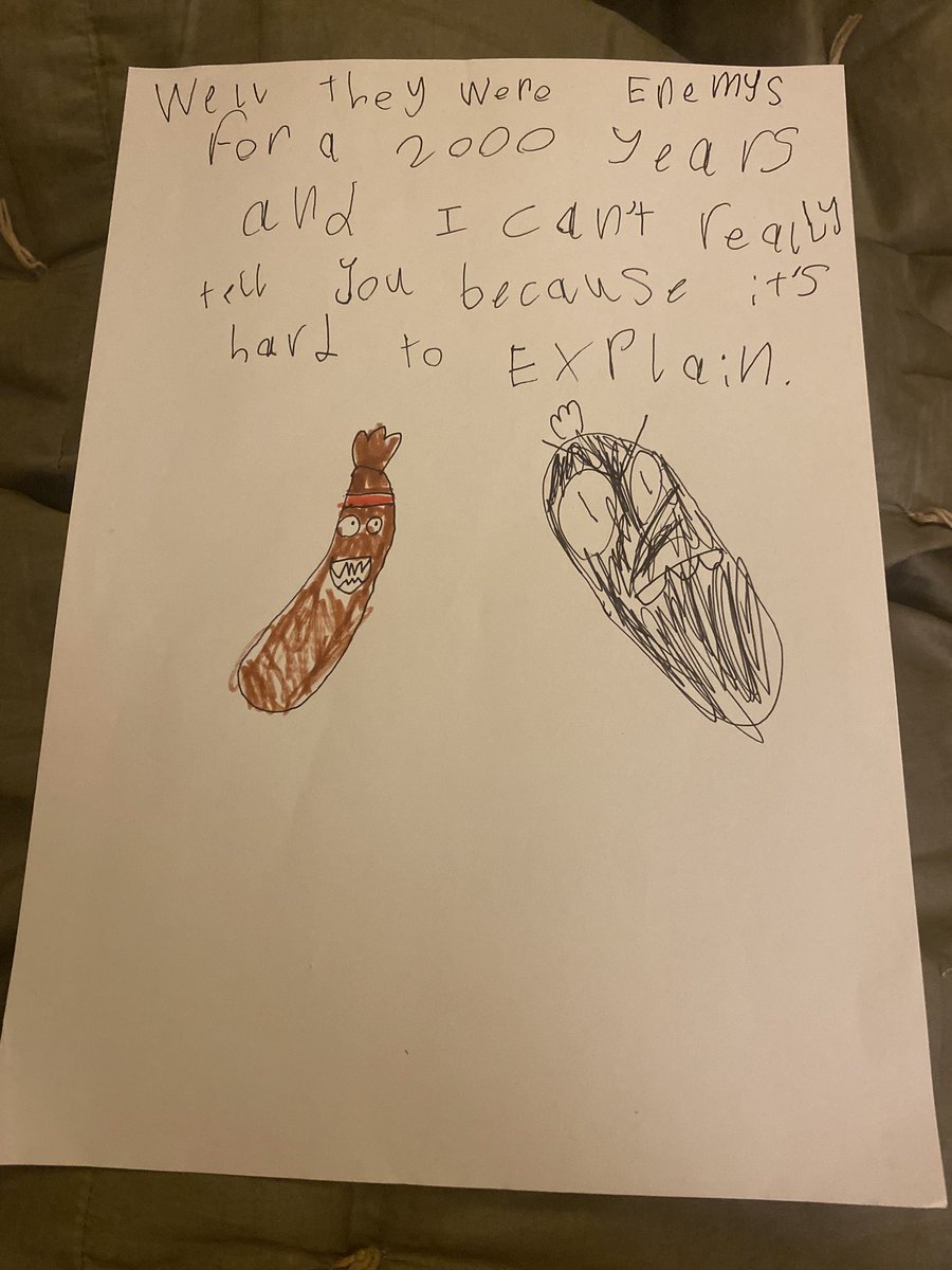 KeriWarbis's tweet photo. Well. For those of you who were keen to see the next instalment of Danger Sausage…
I was snuggled up in bed (early train to London tmrw) and heard something drop through the letterbox…
So, here we have a one-pager backstory for Danger Sausage and Black Pudding, plus THE SEQUEL. https://t.co/YAZ5TAPisX