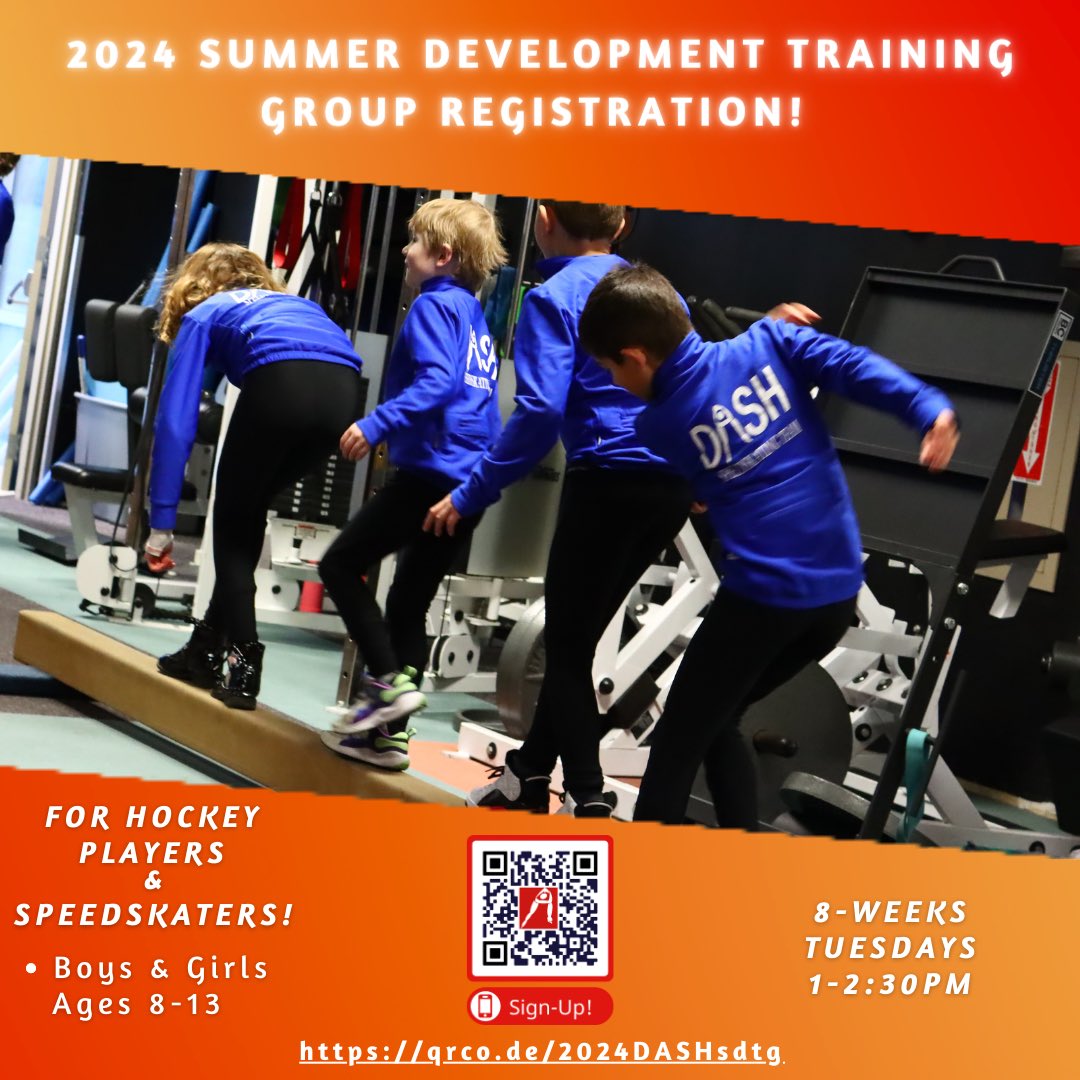 🏒 DASH Project Summer Training Group ⛸️

Calling all hockey and speed skaters aged 8-13! Join our Development Summer Training Group for an 8-week off-ice program designed to enhance your speed, agility, flexibility, and overall skating strength. 🌟
#HockeyTraining #SpeedSkating