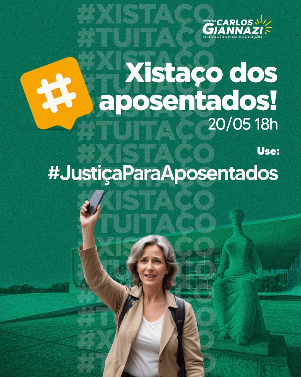 JUSTIÇA AOS APOSENTADOS! Use a hashtag #JustiçaParaAposentados para dar visibilidade a luta pelo fim do confisco de aposentadorias e pensões e pela devolução dos proventos!