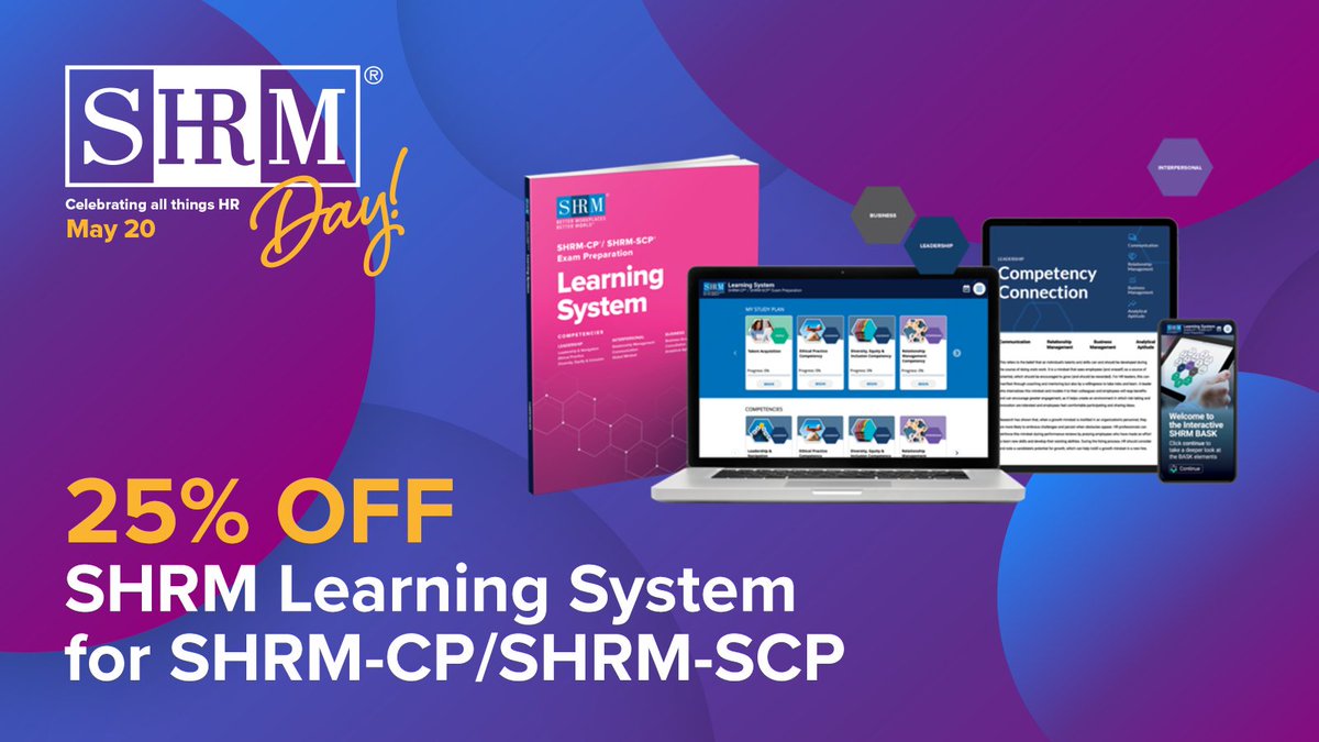 Join the #SHRMDay Celebration! SHRM Members, take 25% off certification prep materials and $75 off certification exams today and today only! shrm.org/shrmday24