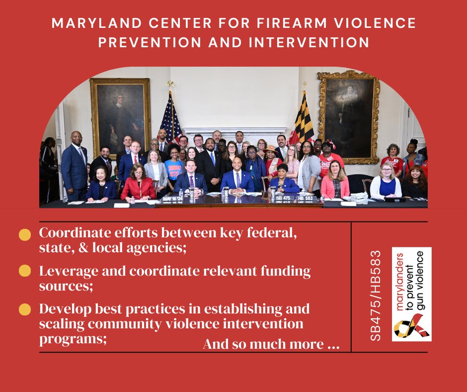 Huge news! 🎉 Last week, Governor @GovWesMoore signed legislation creating a statewide office of gun violence prevention. 📝 MPGV & the Maryland Violence Prevention Coalition worked hard to make this happen. Together we leave no one behind! 💪🤝