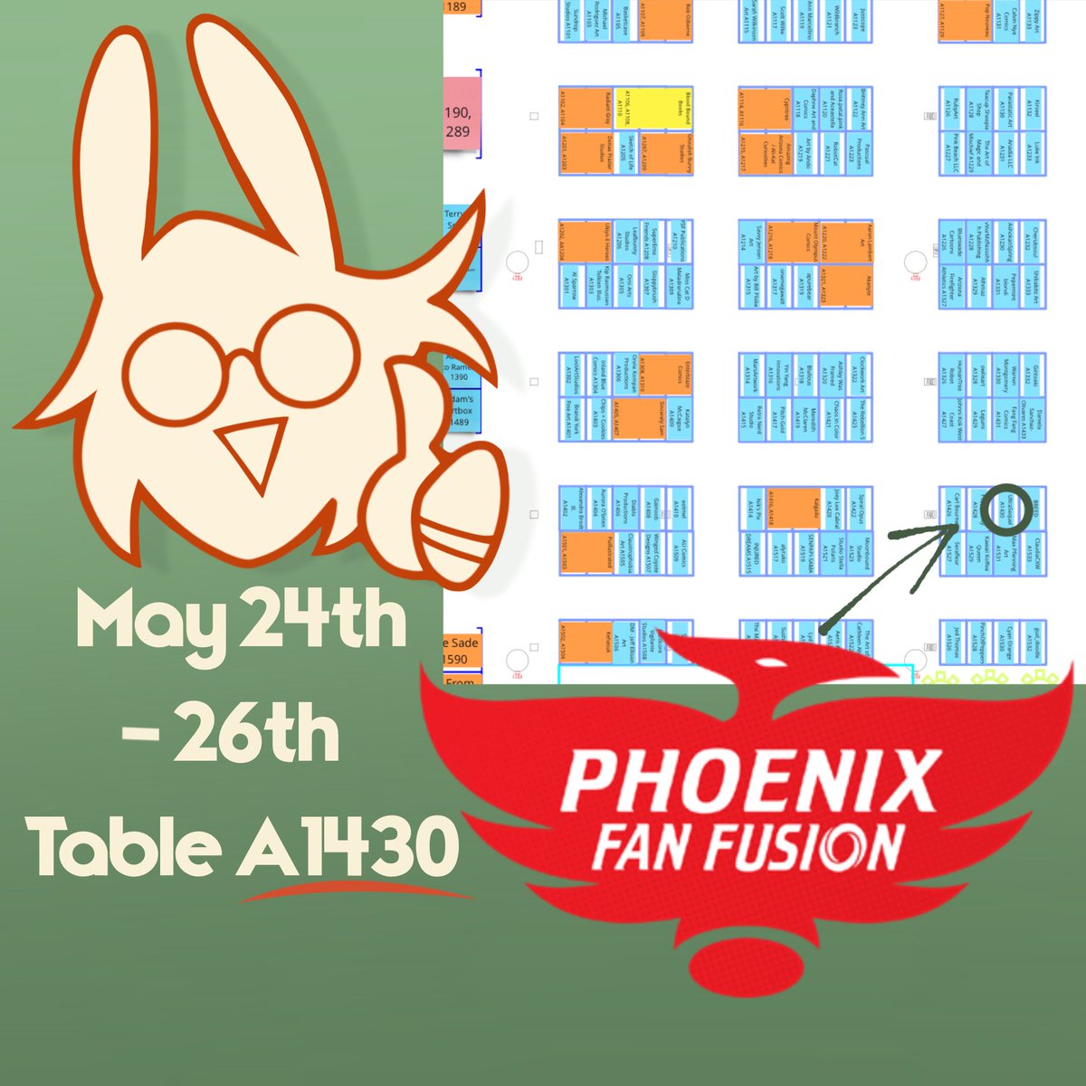 I’ll be at table A1430 at Phoenix Fan Fusion! Stop by if you’re going :) #phoenixfanfusion