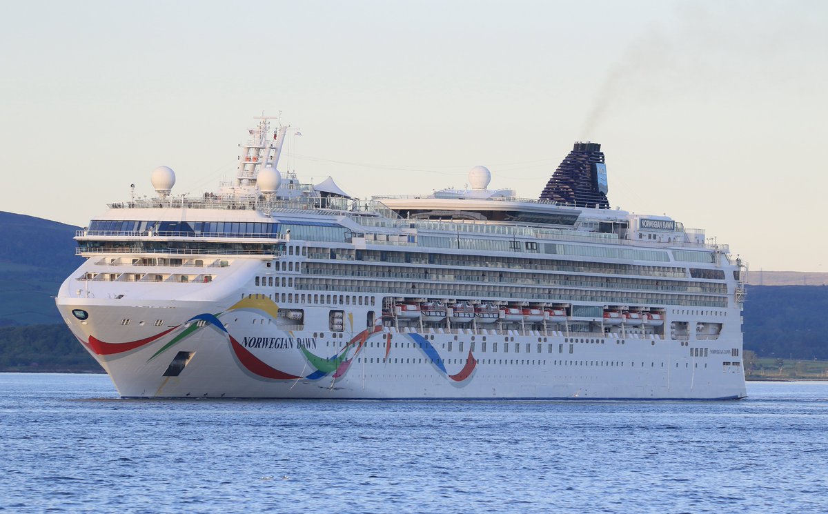 Norwegian Dawn departing Greenock Ocean Terminal this evening for Dun Laoghaire Ireland #shipping #cruiseship