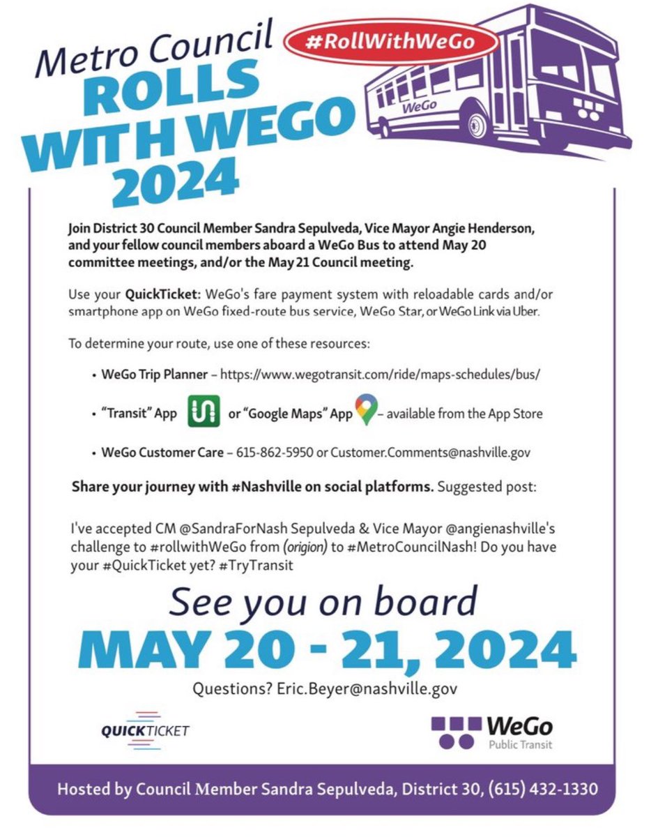 Meta #MetroCouncilNash moment. Watching Transpo & Infra Comt. mtg live while waiting for/riding @WeGoTransit 3B to a #ChooseHowYouMove mtg @VanderbiltU w/ @freddieoconnell @nashchamber.

CM @SandraForNash May 20/21 #RollWithWeGo Challenge accepted! #trytransit #walkmore #busmore