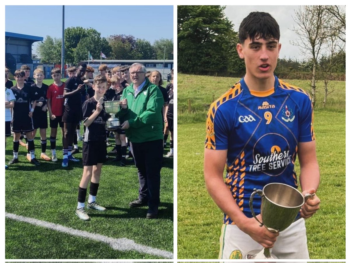 Two past pupils captaining their schools to sporting success last week Tom with @rococork in soccer and Kevin @dcscork74 in hurling 👏👏👏 💚💛❤️💙