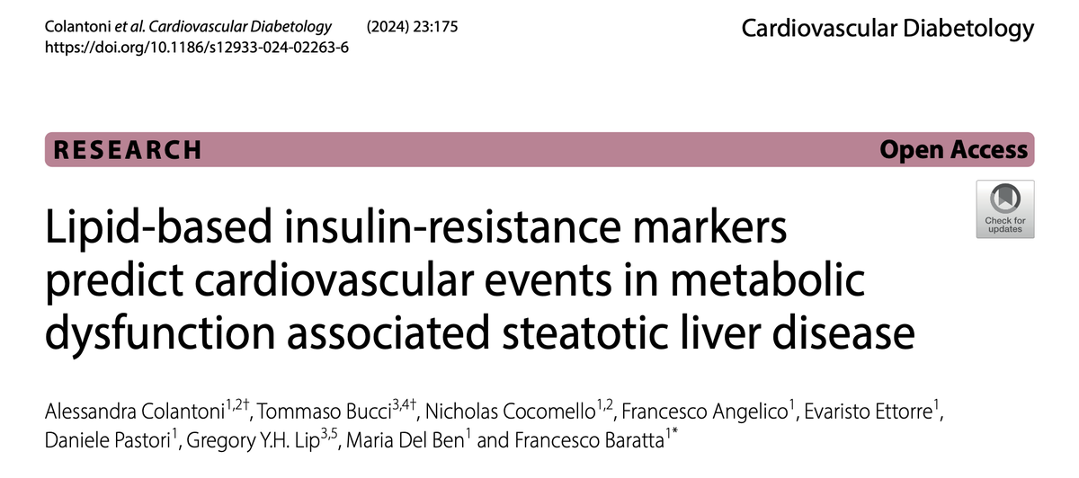 Lipid-based insulin-resistance markers predict cardiovascular events in metabolic dysfunction associated steatotic liver disease @LHCHFT @LJMU_Health @LivHPartners #multimorbidity @affirmo_eu cardiab.biomedcentral.com/articles/10.11…