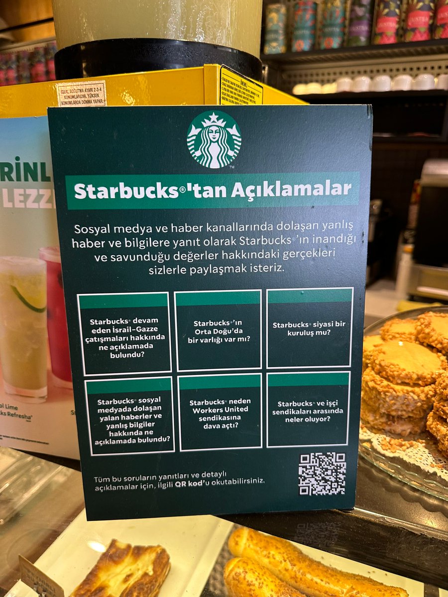 İsrail'in Gazze'ye saldırılarının ardından Starbucks'a yönelik boykot çağrıları yapılmış, kahve zincirinin şubelerinde oturanlar şiddete uğramıştı. Starbucks, mağazalarına savaşın başladığı günden bu yana yaptıklarını anlatmak için duyurular koydu.