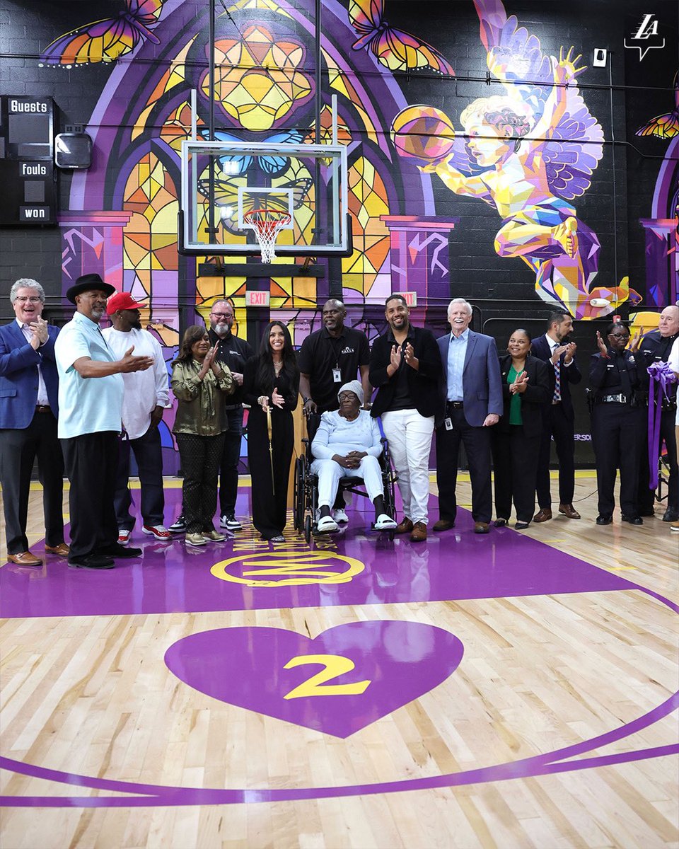 The Lakers, Vanessa Bryant, and the Mamba and Mambacita Sports Foundation, celebrate the ribbon-cutting of the newly renovated sports spaces at Nickerson Gardens for local youth to shine on and off the court. #PlayGigisWay 💜