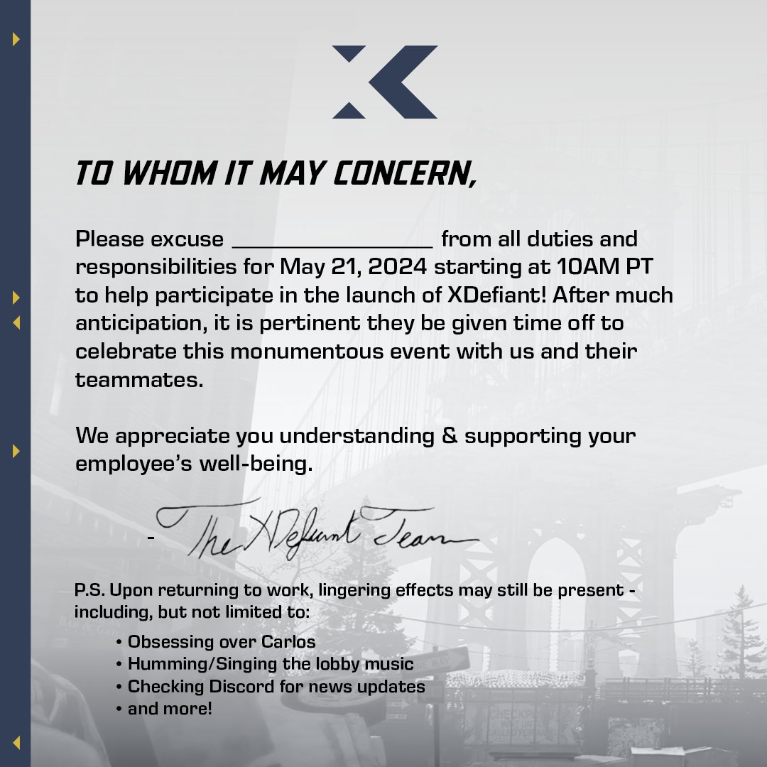 PlayXDefiant's tweet photo. There are so many requests we can't get to them all! To make sure you all get your note, here's a blank version.

See you tomorrow! 🤘 https://t.co/AkTXti07He