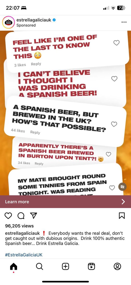 .<a href="/estrellagalicia/">Estrella Galicia</a> you better stop this, your beer is rubbish and smells like old slippers. It’s not about where you’re from, it’s about the journey you’ve been on! #madritillidie