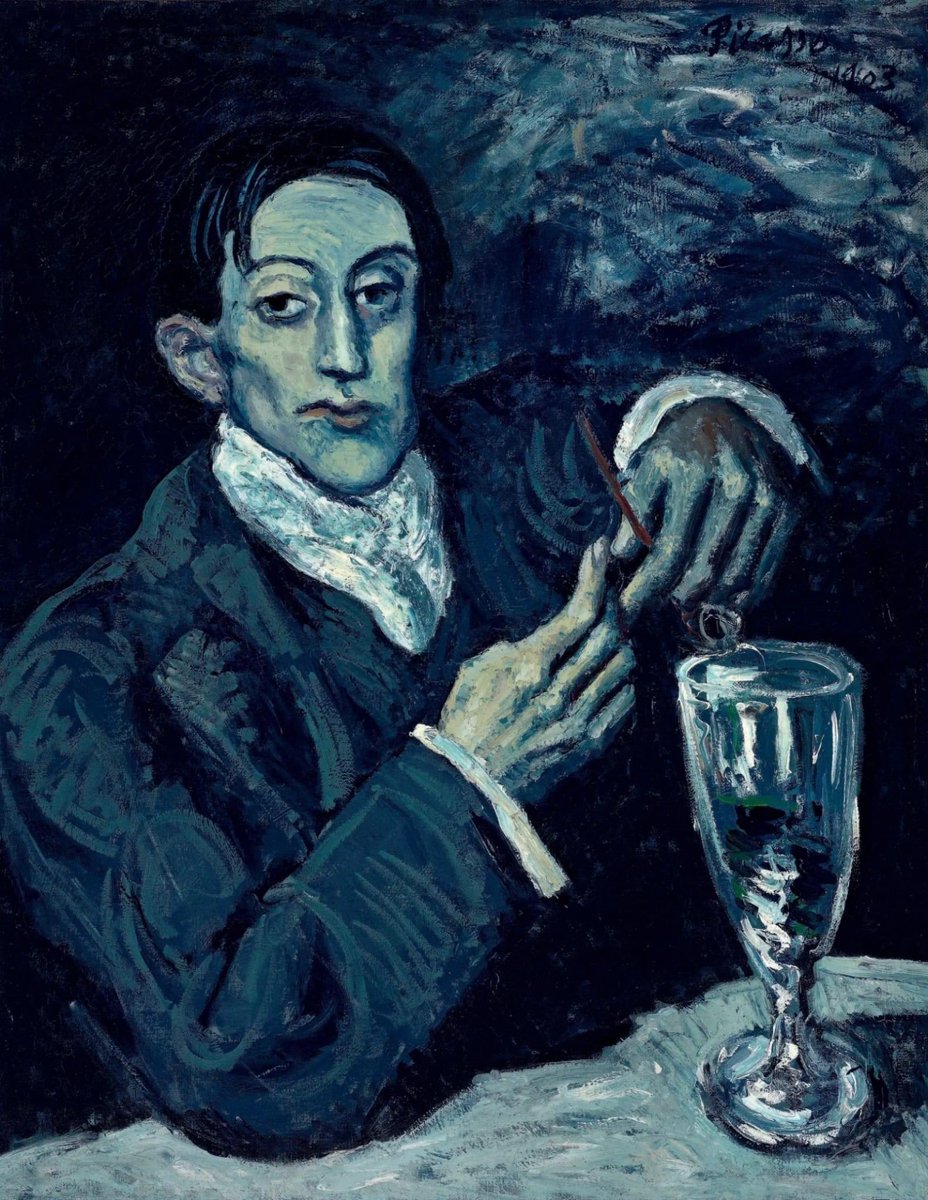 Retrato de Ángel Fernández de Soto (Absinthe Lover) por Pablo Picasso • Pintura, 1903, 69.7×55.2 cm