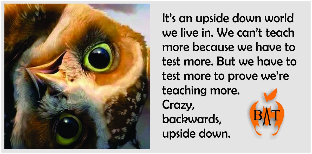 NancyOsborne180's tweet image. We're so busy proving we're doing a good job, we don't have time to actually do a good job. It's a shame. And it needs to change. #JustLetUsTeach #TeachNotTest #MoreTeachingLessTesting #SupportPublicSchools #RespectOurExpertise #TBATs @NancyEBailey1 @nancyflanagan @OhioBATs