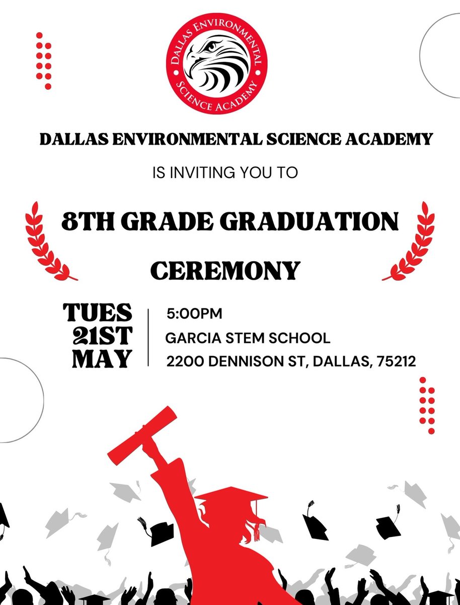Family members of all 8th grade students are welcome to attend. No tickets required. Las familias de todos los estudiantes de 8º grado son bienvenidos a asistir. No se requieren boletos.