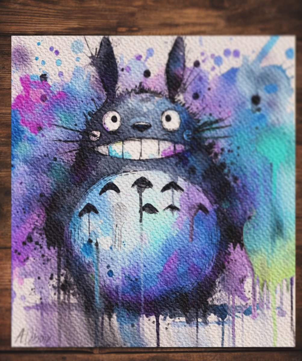Totoro No. 2 💜💙🖤
- watercolor grunge art 🎨👌

#art #painting #popart #anime #watercolor