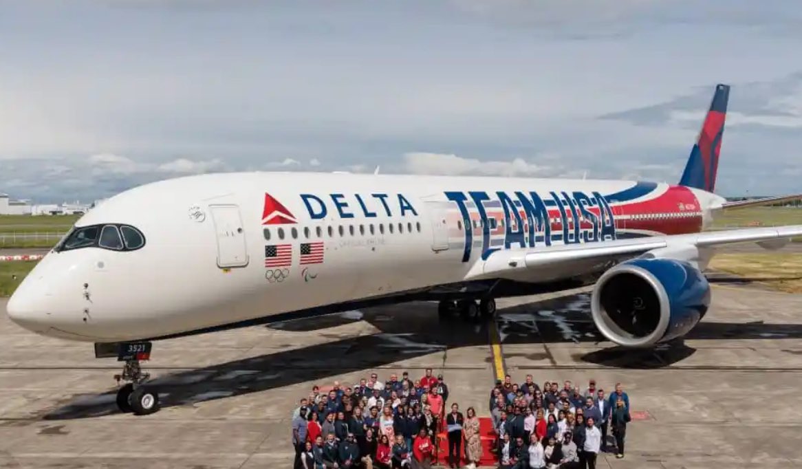 As a way of showing their support for United States’ athletes who are participating in the 2024 Olympic Games being held in Paris, Delta Airlines has unveiled a customized ‘Airbus A350 Team USA’ aircraft in Toulouse, France.