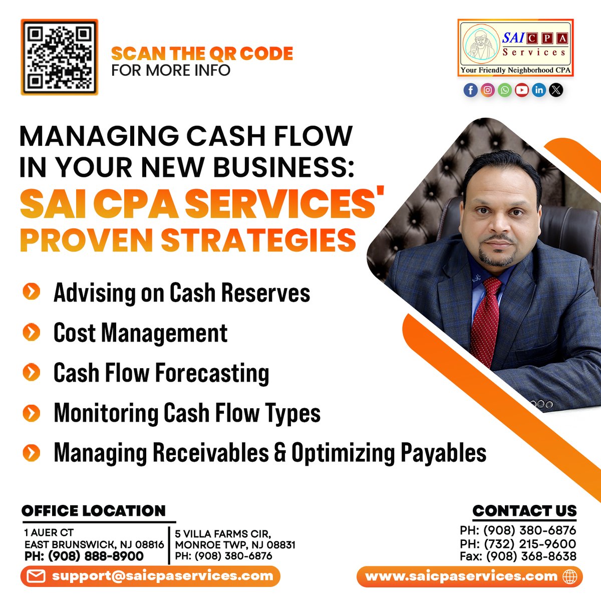 Effective Cash Flow Management for New Businesses: Proven Strategies from SAI CPA Services

Contact Us: saicpaservices.com
facebook.com/AjayKCPA
(908) 380-6876

#SAICPAServices #CashFlowManagement #BusinessFinance #NewBusinessTips #FinancialStrategies #FinancialSuccess