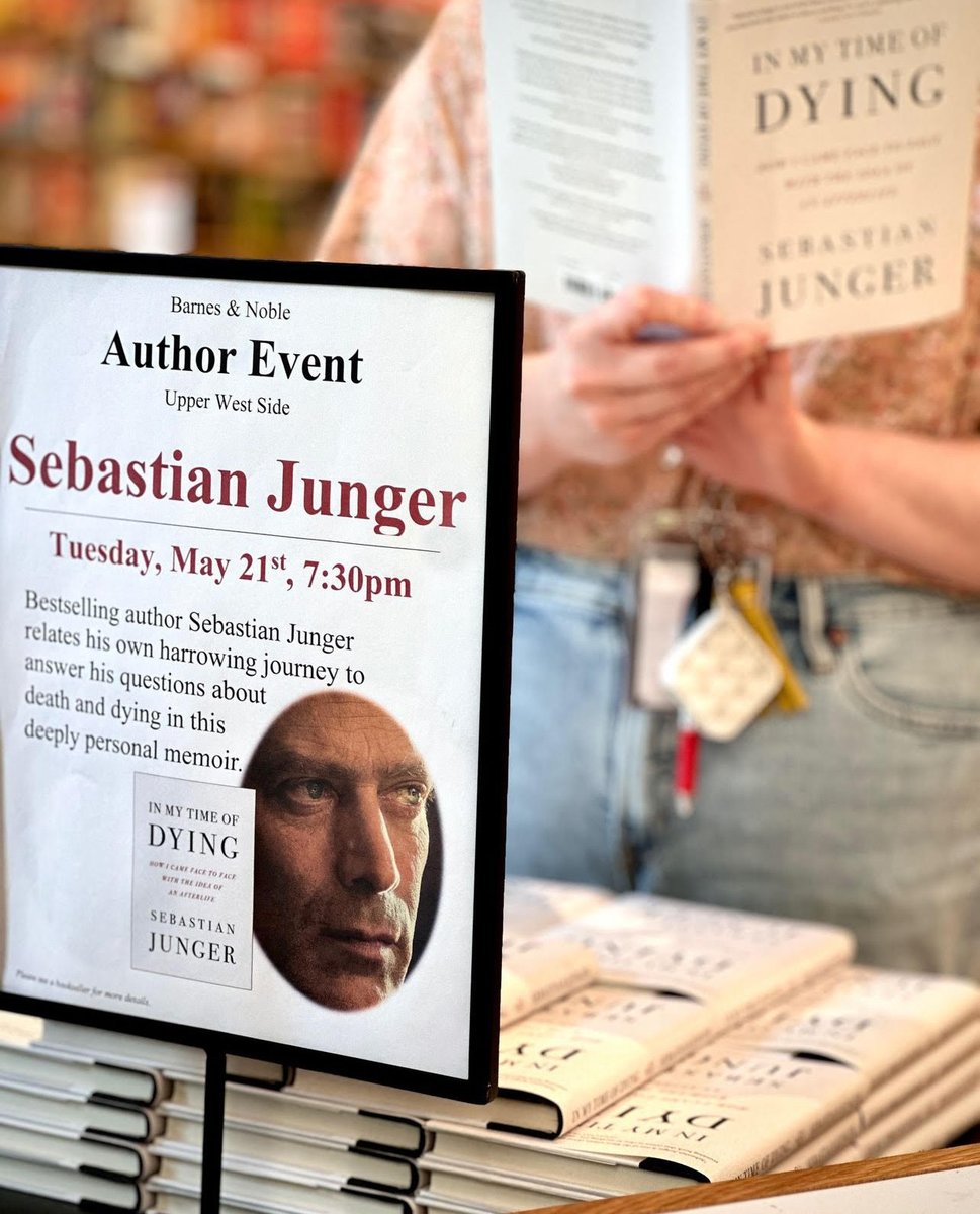 The first event in support of 'In My Time of Dying' is Tuesday, May 21 at 7:30 at the Barnes & Noble Upper West Side location, 82nd and Broadway, NYC. A full list of events are on my website, SebastianJunger.com, except the June 5 event with @howtoacademy in London.