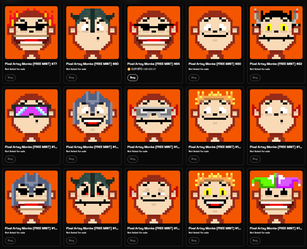 Just over 30% of the Pixel Artsy Monke™ collection have now been claimed! 168/555 taken. Don't get left behind. Look at their little faces. Only 4 of 15 RARE GOLD Monke have been minted. 11 STILL TO BE CLAIMED 👀#bitcoin #ordinal #mint 🔥