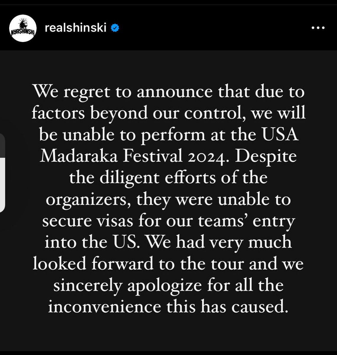 SpasherT's tweet photo. @RealShinski , a lot of us bought tickets specifically to see you. Now that you’re not performing, many of us have lost interest in the concert. How can we get a full refund? I spent nearly $500 on 4 tickets. This is really frustrating. https://t.co/cIXZjfaVLT