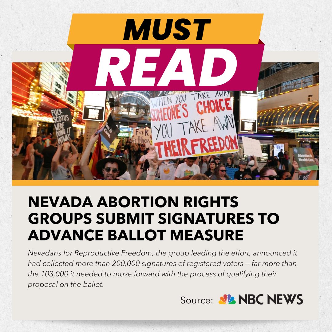 We’re thrilled to congratulate the @nv4reprofreedom team on their incredible achievement today! Thanks to their dedication, ✨ over 200,000 Nevadans ✨ from all 17 counties have taken a stand for reproductive freedom. nbcnews.com/politics/nevad…