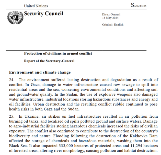 wammezz's tweet photo. Important observations in the new @UN Secretary General's report on Protection of Civilians and protection of the #environment, with notable recommendations why the UN should work on accountability for conflict-linked environmental damages. #PERAC

https://t.co/f4wZngyhoo https://t.co/bh78qQURmY