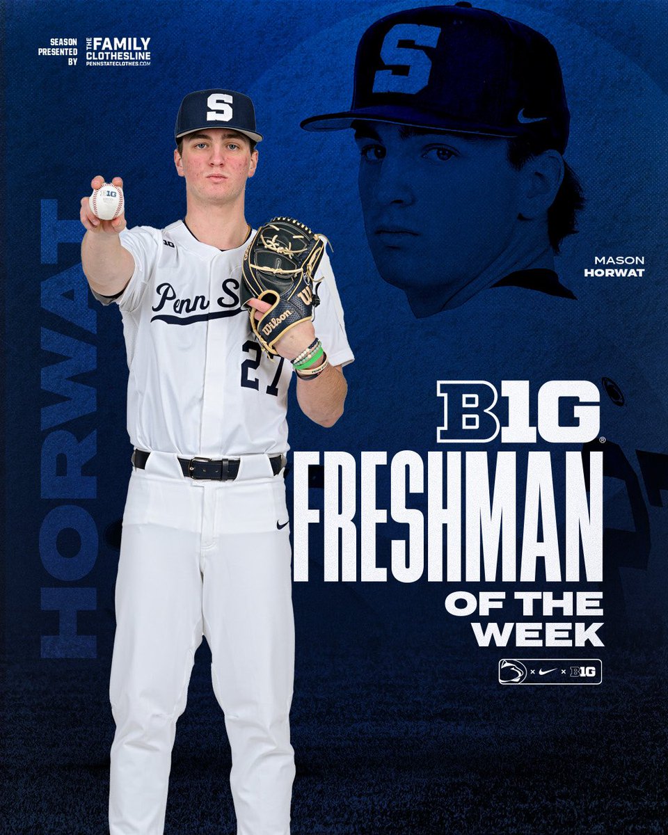 After helping us to a sweep over Maryland, @mason_horwat was named the Big Ten Freshman of the Week! 7 shutout innings, a win and a save over two games! ➡️ bit.ly/3yp2i5z #WeAre