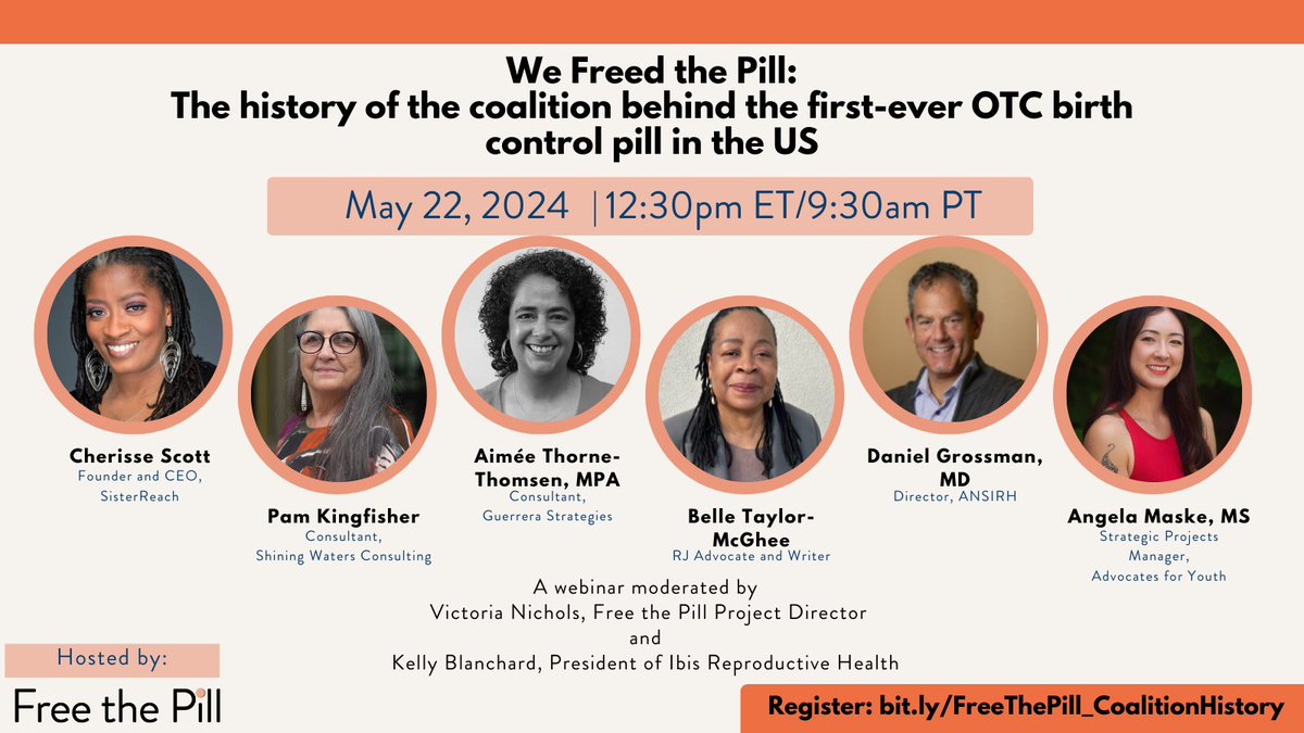 Join us THIS WEDNESDAY 5/22 for a webinar on #FreeThePill's history and how we got to this moment with the first-ever OTC birth control pill in the US! 

Register at bit.ly/FreeThePill_Co…