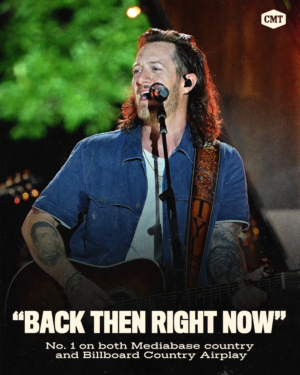 Congrats to @tylerhubbard on his third consecutive solo No. 1 with 'Back Then Right Now'! 👏 🔥 🎉