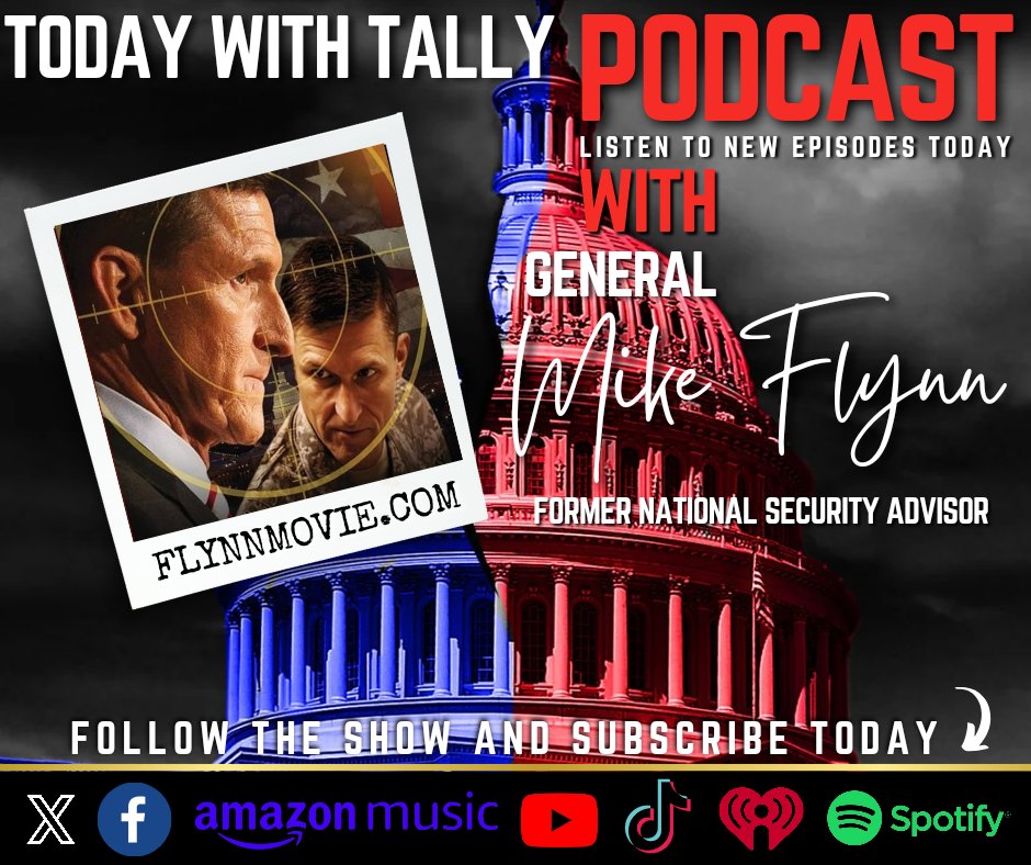 Retired General and former National Security Advisor @GenFlynn joins the show, and we talk about the 35th and final stop of the 'Flynn Movie Tour,' presented by Project Defiance and @thejamesonellis FOR TICKETS AND INFORMATION VISIT: TEXASFLYNNFEST.COM Podcast drops tonight