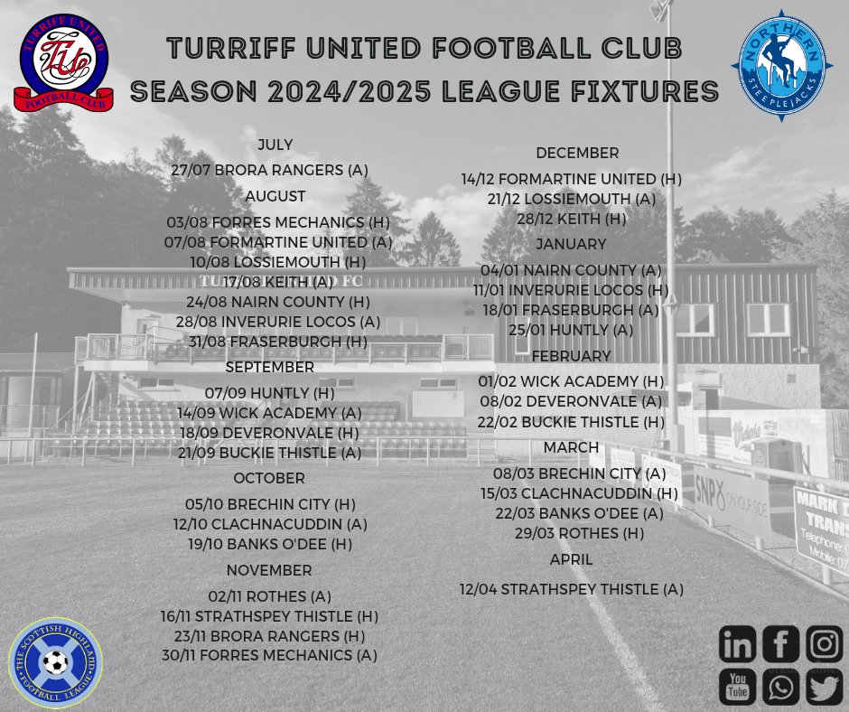 Our fixture list for the 2024/25 season is out! ⬇️⚽️ Stay tuned to our website tufcshop.co.uk for our renowned hospitality coming available over the next few days to book online or contact Jeff on 07836 780928 to book your slot early!
