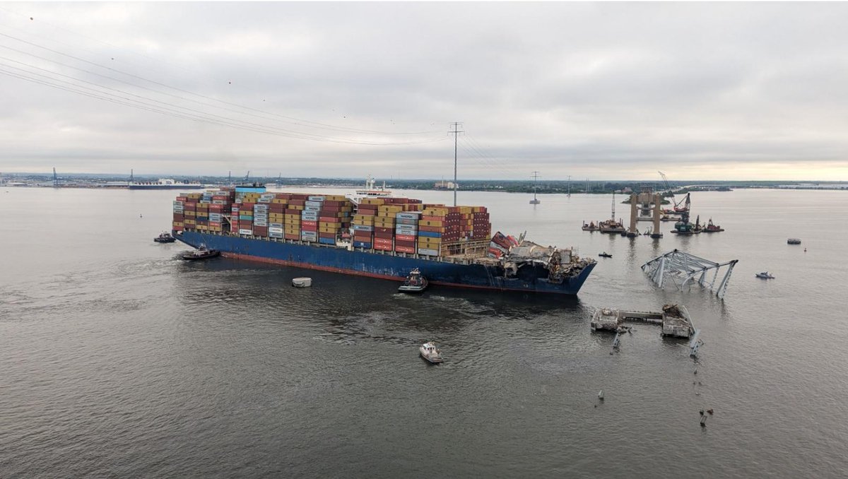 This morning, the cargo ship that crashed into the Francis Scott Key bridge was officially relocated – a major step toward reopening the full channel leading to the Port of Baltimore. @POTUS will continue to lead a whole-of-government approach to the collapse of the bridge.