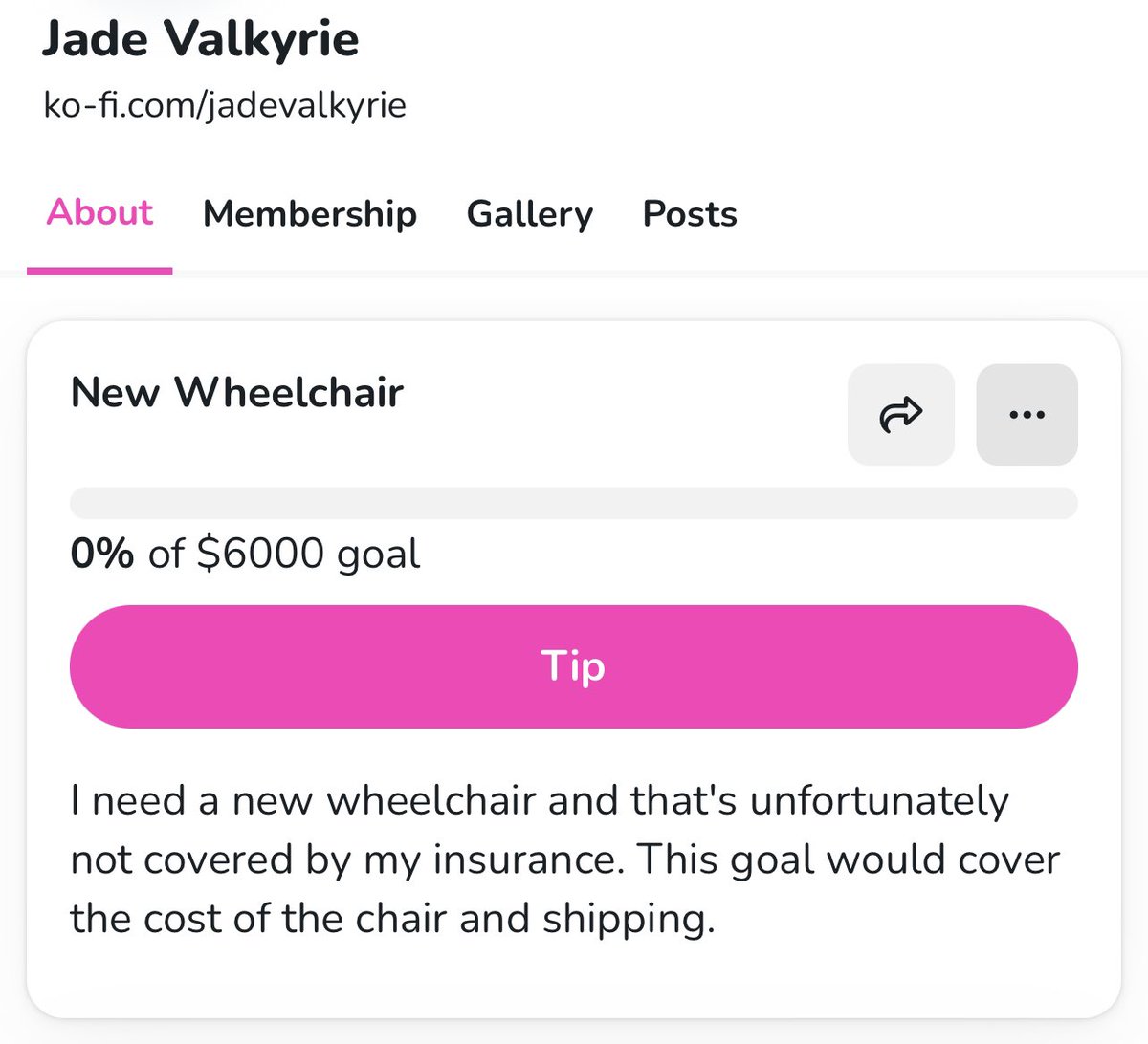 My insurance denied covering my replacement wheelchair so I have to pay out of pocket 😓Convention season will be scary without a proper mobility aid.

Any help would be much appreciated! Likes and RTs are also super helpful 💜

ko-fi.com/jadevalkyrie