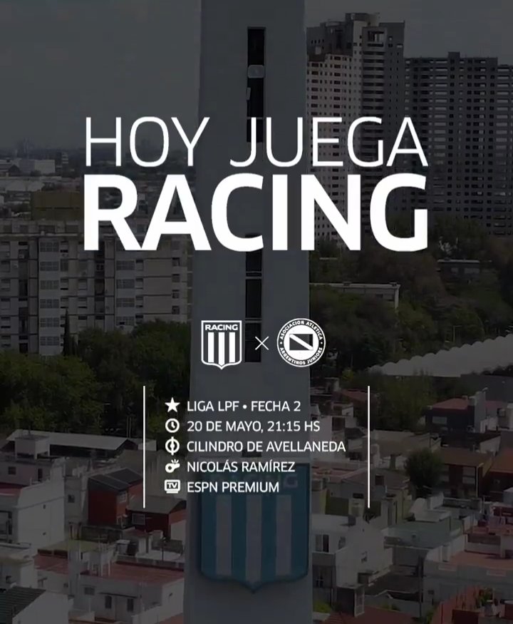 #TorneoLPF2024
#Fecha2
#HoyJuegaRacing

📅Lun 20/5
🏆Torneo LPF 2024
🆚@AAAJoficial
🏟 Pte.Perón
🗣N.Ramírez
⏰21:15
📺@ESPNArgentina Premium
📻@racing24ok 

📸@RacingClub