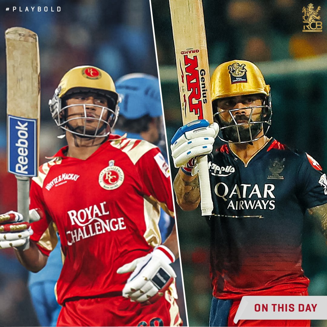 #OnThisDay: ✌Royal Challengers,✌iconic centuries 🔥

In 2009 vs Deccan Chargers 🗓
Manish Pandey became the first Indian to score an IPL ton.🥇

Last year vs GT 🗓
Virat Kohli surpassed Chris Gayle for the most centuries in the IPL (7).

#PlayBold #ನಮ್ಮRCB #IPL