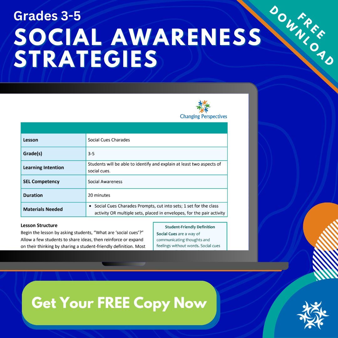 ChangingPerspe1's tweet image. 📣 Don&apos;t miss out on this free resource from our Educator Portal, which helps students interpret social cues!

Download Social Cues Charades for Grades 3-5 here ▶️ buff.ly/3UKFvZH!

#SocialEmotionalLearning #EducatorResources #SupportForTeachers #StudentMentalHealth